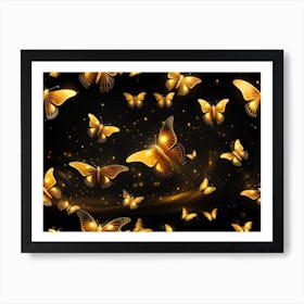 Golden Butterflies 19 Art Print