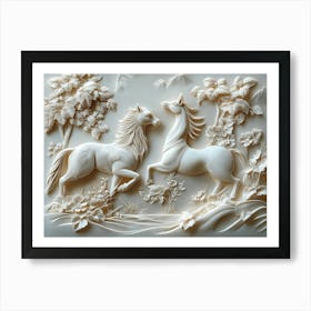 3d Horses In The Marble Art Print