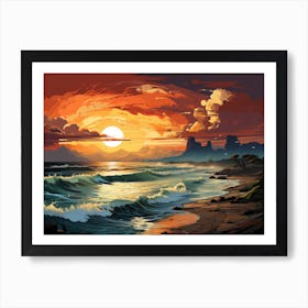 Sunset At The Beach 1 Art Print