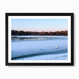 Captivating Serene Image Of A Couple Walking Along The Quiet Nature Filled Park By A Tranquil Sibe Art Print