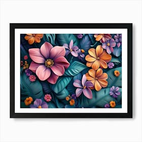 3d With Vibrant Floral Pattern 4 Poster