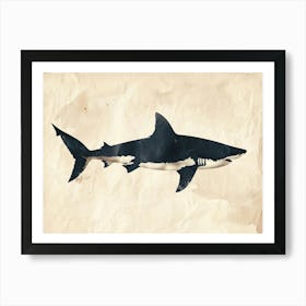 Great White Shark  Grey Silhouette 3 Art Print