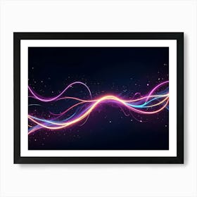 Abstract Image Of A Room With A Glowing, Blue And Red Light Emanating From The Wall Art Print