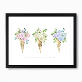 Hydrangea Floral Cones Art Print