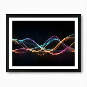 Abstract Image Of Colorful, Glowing Waves On A Black Background, Creating A Dynamic And Energetic Effect 12 Art Print