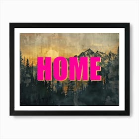 Pink And Gold Home Poster Vintage Landscape Illustration 7 Art Print