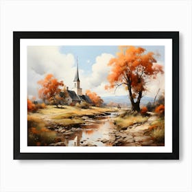 Church By The Stream Art Print