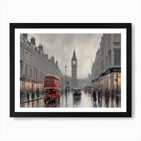 Vintage London On A Rainy Day travel postar wallart print Art Print