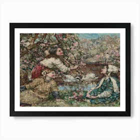 Swans In The Garden Art Print