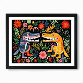 Crocodile 2 Folk Style Animal Illustration Art Print