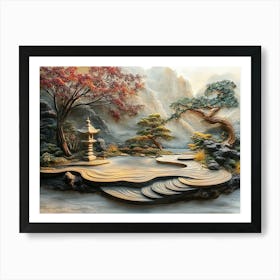 3d Serene Zen Garden Art Print