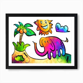 A Nice Kids Art Illustration In A Painting Style 06 Art Print