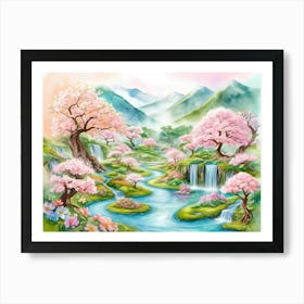 Sakura River Art Print