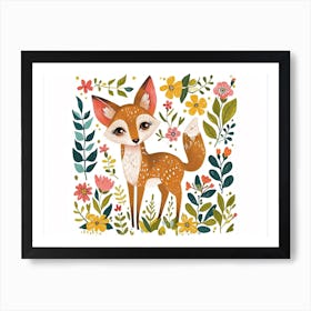 Little Floral Jackal 2 Art Print