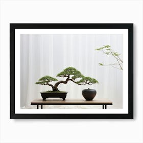 A Meticulously Cared For Bonsai Tree Captured In A Minimalist Setting Its Intricate Branches Delic Art Print