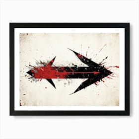 Arrow Icon Embodying Progress And Time Incorporates A Grunge Aesthetic With Splattered Paint On A V (3) Art Print