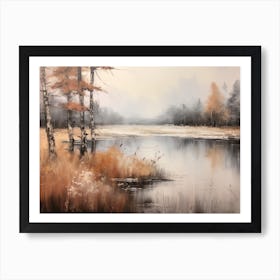 A Painting Of A Lake In Autumn 78 Art Print