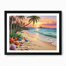 Sunset On The Beach Art Print