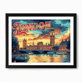 London Vintage Travel Poster Art Print