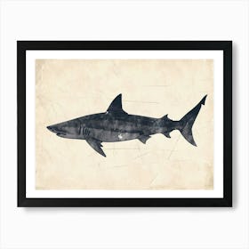 Mako Shark Grey Silhouette 1 Art Print