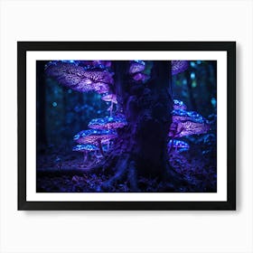 Ai Purple Bioluminescent Fungus On Tree 022204 Art Print
