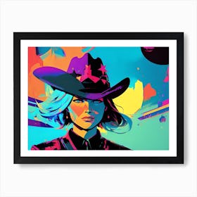 Cowgirl In A Hat Art Print