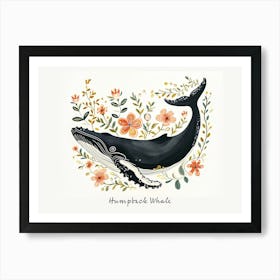 Little Floral Humpback Whale 3 Poster Art Print