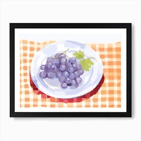 A Plate Of Grapes, Top View Food Illustration, Landscape 1 Art Print