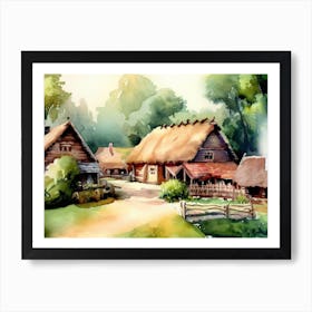 Village House AI Watercolor Painting 3 Art Print