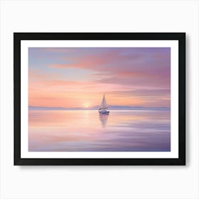 Sunset Sailboat Paintings Art Print Art Print