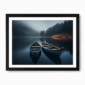 Two Boats On A Lake Art Print