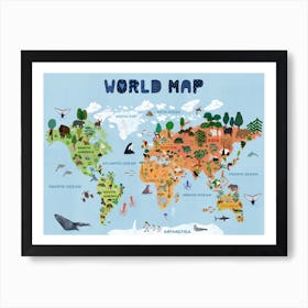 World Map English Art Print