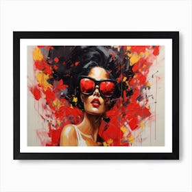 Woman In Red Sunglasses 13 Art Print