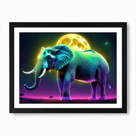 Elephant In The Moonlight Art Print