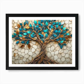 Fantasy 3d On Wooden Oak With White Lattice Art Print