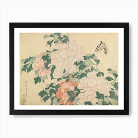 Peonies And Butterflys, Katsushika Hokusai Art Print