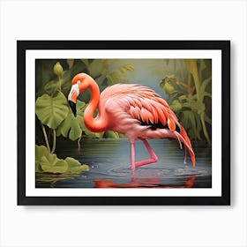 Beautiful Flamingo In Water Art Print