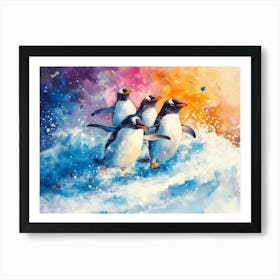 Surfing Penguins 1 Art Print