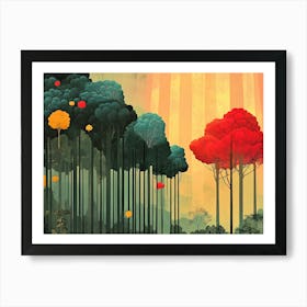 Tree Landscape illustration Art Print