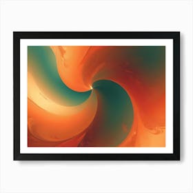 An Abstract Digital Rendering Of A Swirling, Spiral Shape In Shades Of Orange, Yellow, And Green Art Print