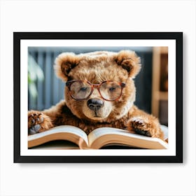 Teddy Bear Reading Book Art Print