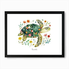 Little Floral Turtle 2 Poster Art Print