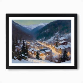 Village In Mountain Valley Art Print