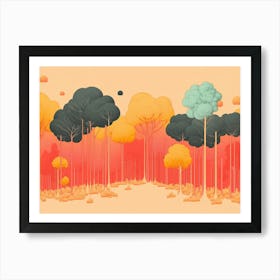 Colored forest minimal art illustration Poster