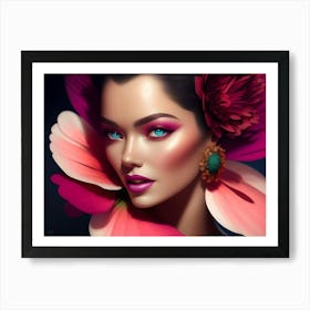 Lady With Flowers Art Print