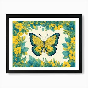 Butterfly In A Frame VECTOR Art Print