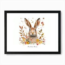 Little Floral Arctic Hare 3 Poster Art Print