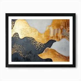 Gold And Black Abstract Painting 5 Art Print