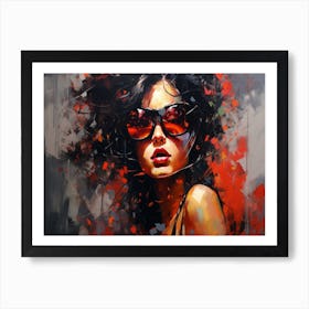 Woman In Red Sunglasses 23 Art Print