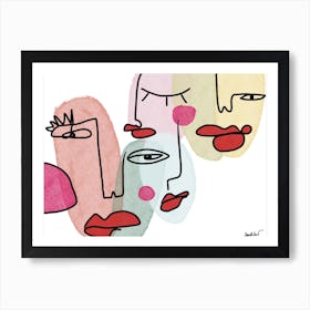 Abstract Faces Of Group Of People Art Print